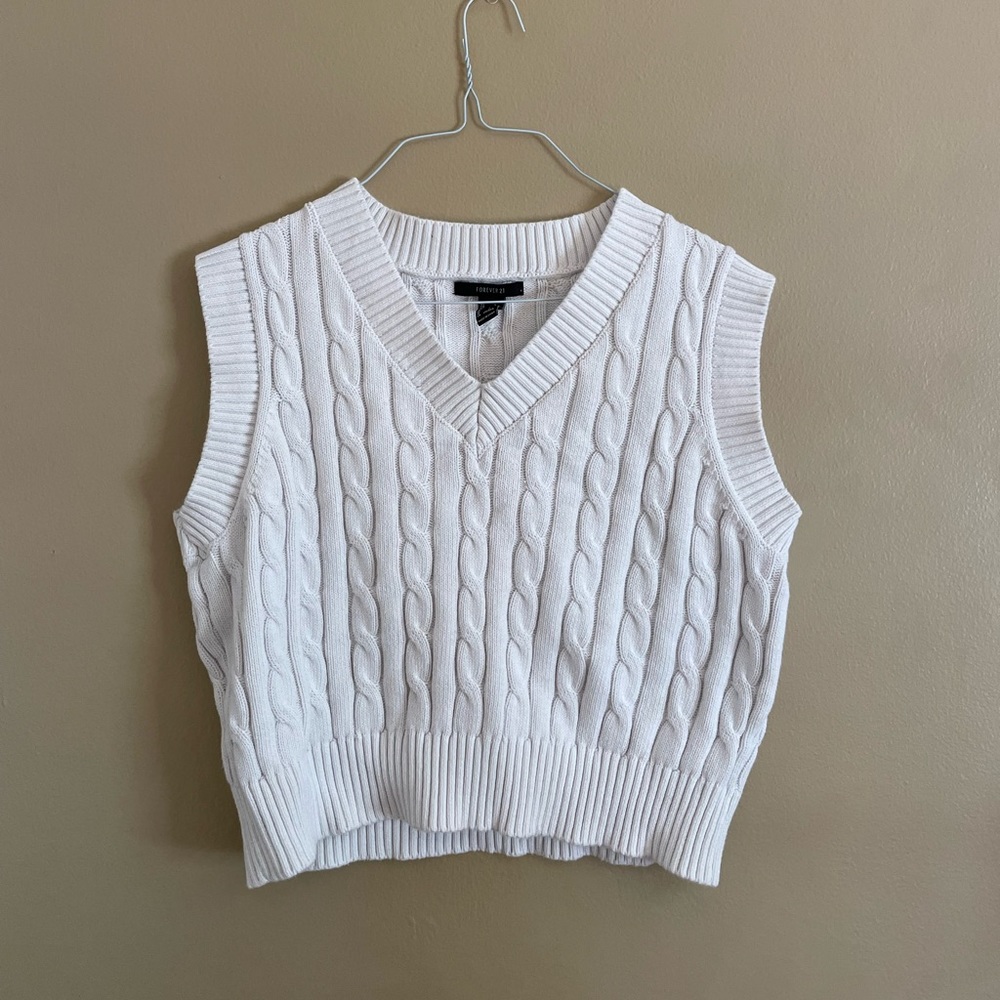 Forever 21 White Sweater Vest.
